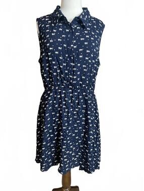 Allegra K NWT Kitty Pattern Sleeveless Button Down DresS CL